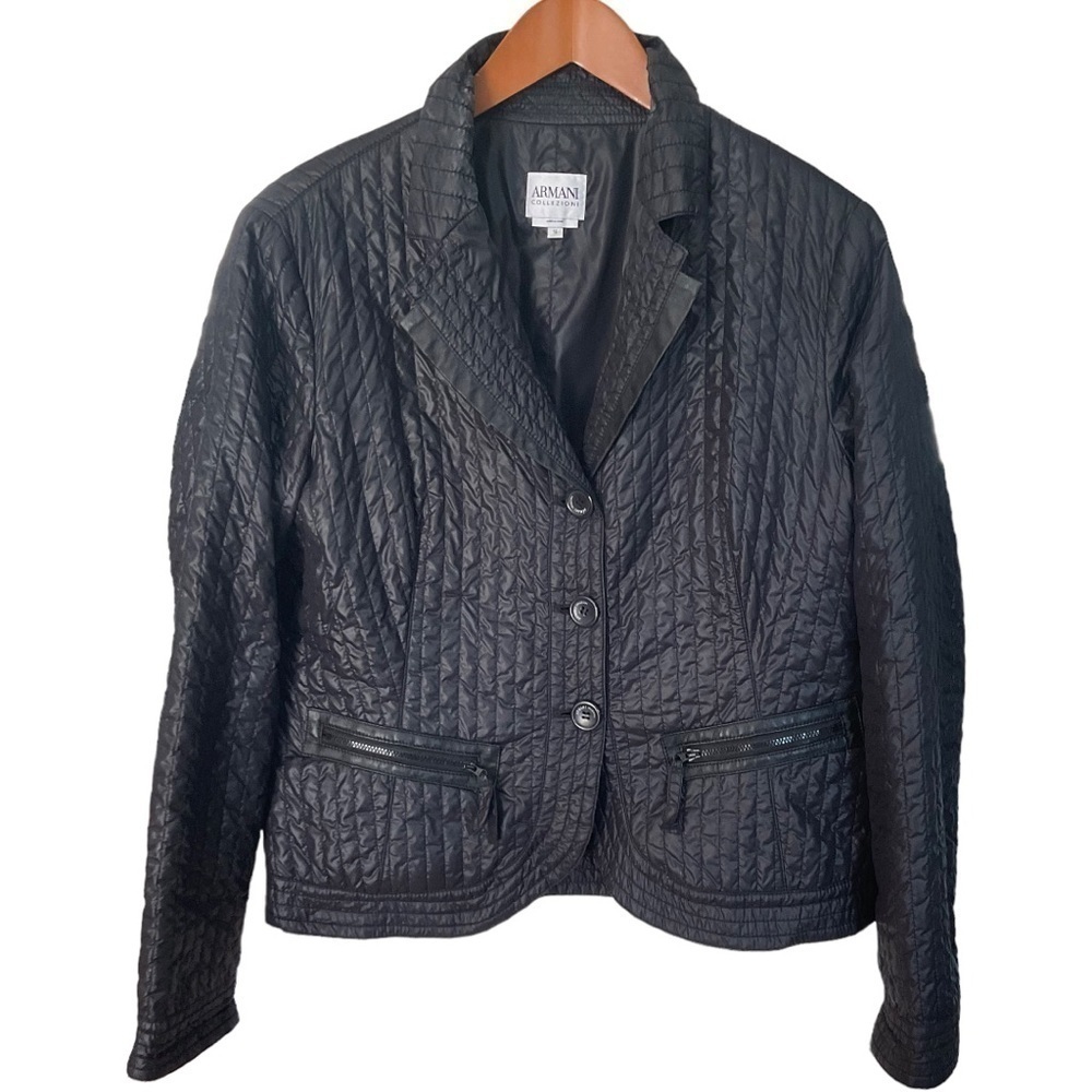 ARMANI COLLEZIONI WOMENS BLACK BLAZER JACKET SIZE 14/XL